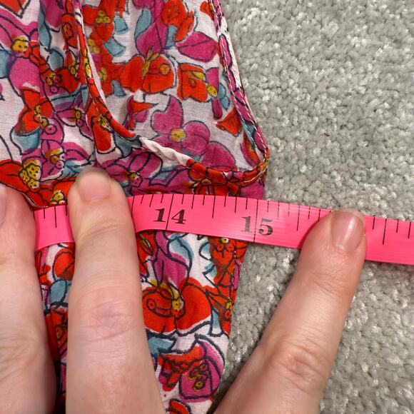 Roller Rabbit Joana Lune Midi Floral Dress Cotton Silk Sz Sml Flowy Smocked Red - Picture 14 of 14